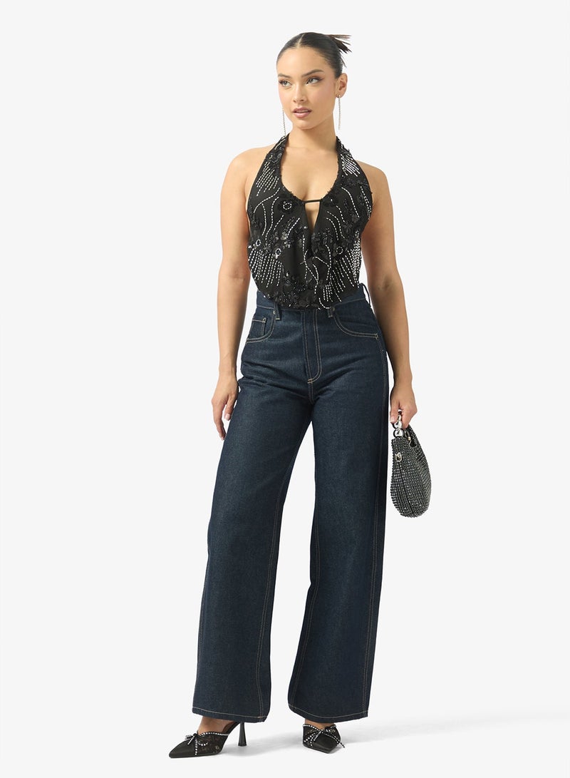 جينجر بلوزة بحمالات مزينة بالترتر - Image 4